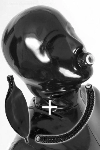 Latex Hood With Pipe And Rebreather Bag, Thick Latex 3217