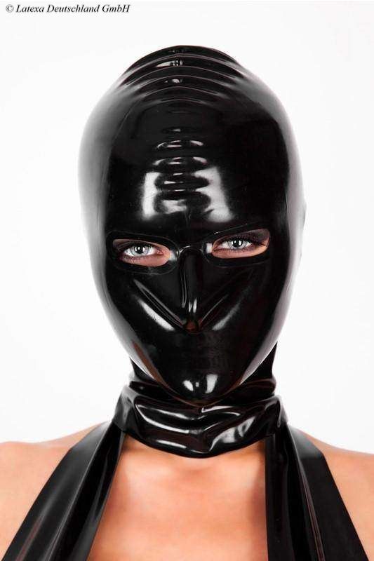 Latex Hood With Openings For Eyes And Nose 