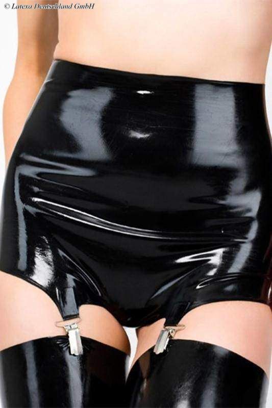 Latex Briefs With Garters And Open Crotch