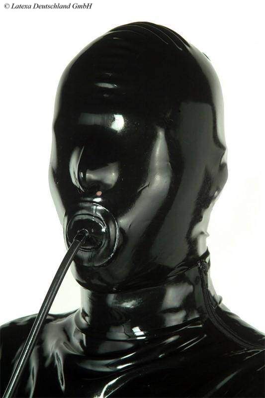 Latex Hood With Penis Gag And Zipper