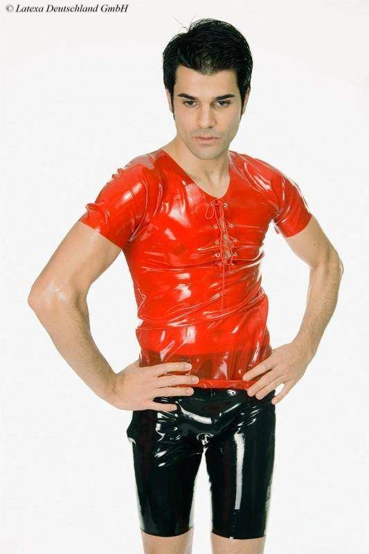 Latex Men's T-Shirt With Lace-Up Front