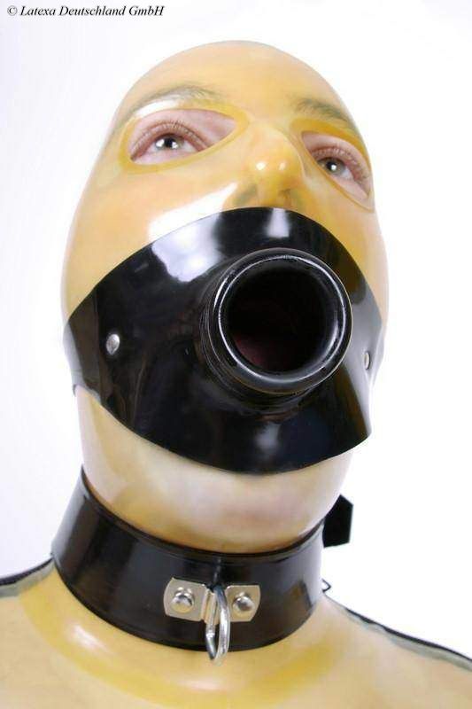 Latex Hollow Gag With Head Strap, Thick Latex
