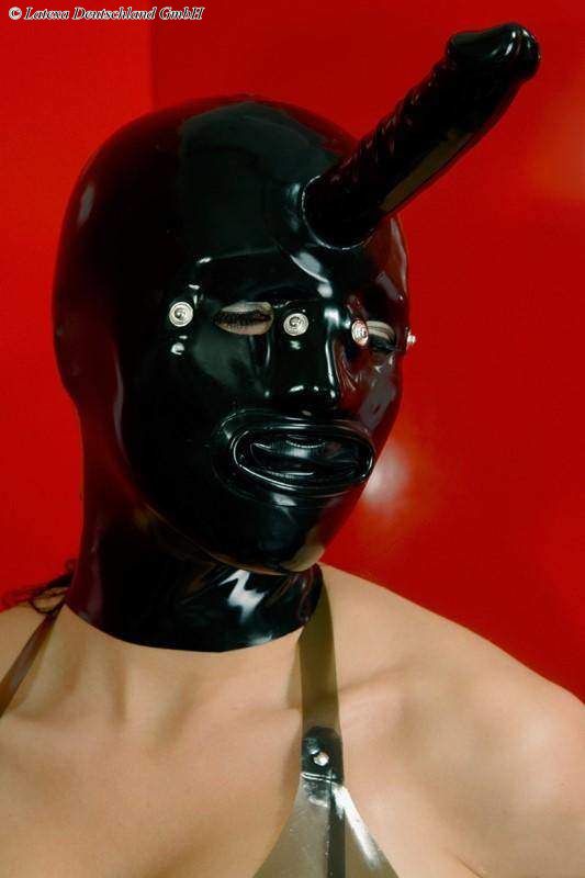 Latex Hood With Condom And Dildo, Thick Latex