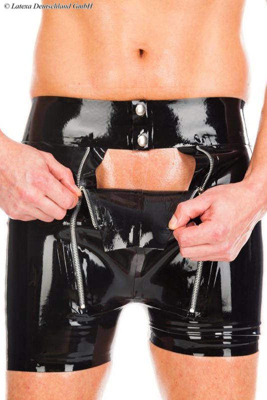 Latex Men's Shorts With Flap