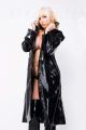 Latex Women's Trench Coat With Hood, Thick Latex