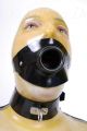 Latex Hollow Gag With Head Strap, Thick Latex