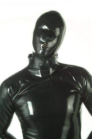 Latex Hood With Perforated Holes And Zipper 1109-06Z