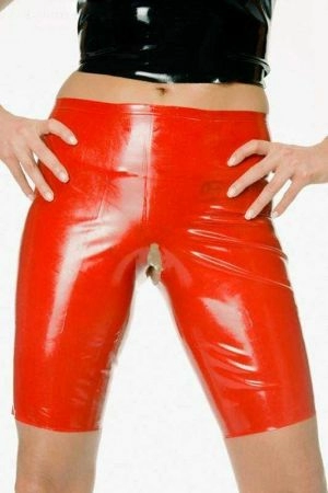Latex Women's Bermuda Shorts With Open Crotch 1145A