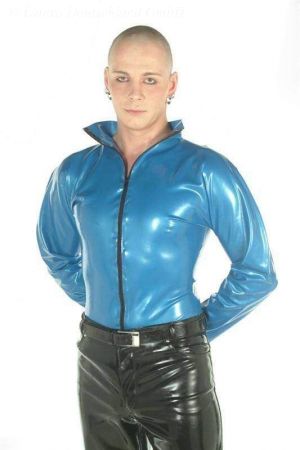 Latex Shirt With Long Sleeves And Zipper 1173