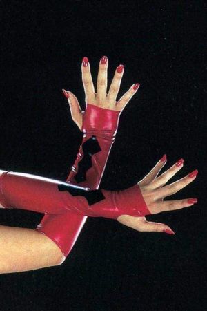 Women's Elbow-Length Fingerless Latex Gloves With Ornament 