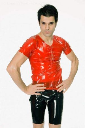 Latex Men's T-Shirt With Lace-Up Front 1232
