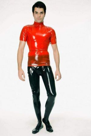Latex Men's T-Shirt With High Neck 1233