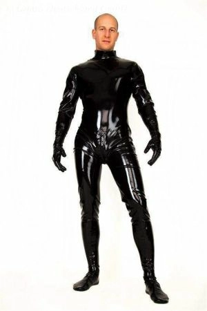 Latex Men's Catsuit: Top-Entry With Gloves And Socks 