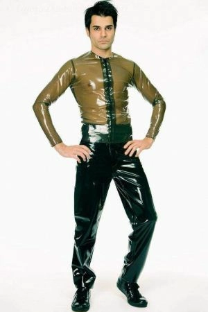 Latex Men's Low-Slung Jeans, Thick Latex