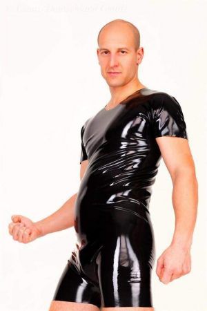 Latex Men's Bodysuit With Short Sleeves 3064