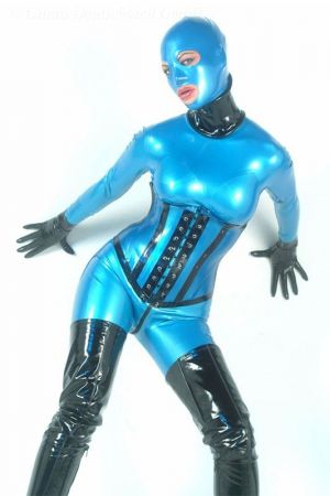 Latex Corset With Stripes, Thick Latex 3075