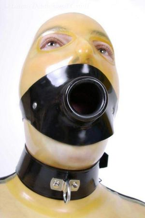 Latex Hollow Gag With Head Strap, Thick Latex 3194