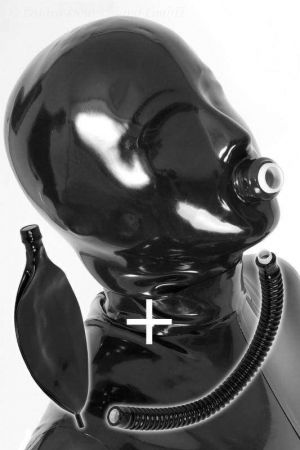 Latex Hood With Pipe And Rebreather Bag, Thick Latex
