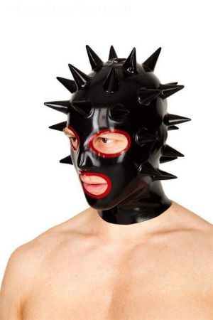 Latex Men's Hood With Spikes, Thick Latex 3256