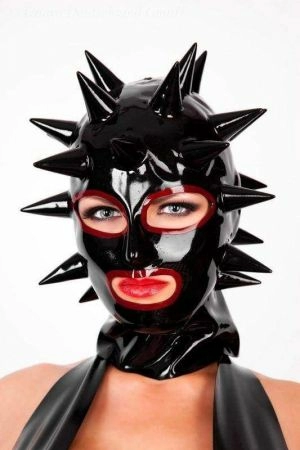 Latex Lady's Hood With Spikes, Thick Latex 3292