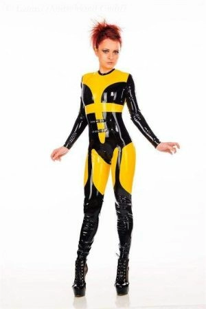 Latex Women's  Catsuit With Buckles 3342