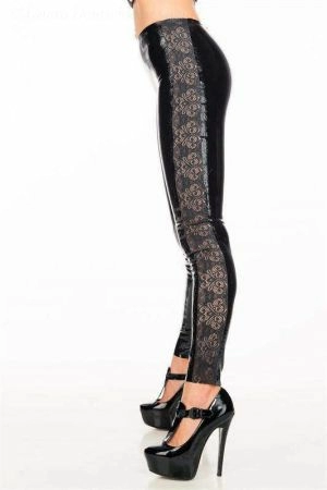 Latex Leggings With Lace 3475