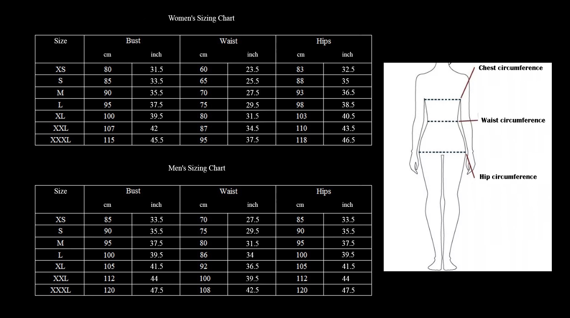 Size Chart - Latex clothing, latex fashion